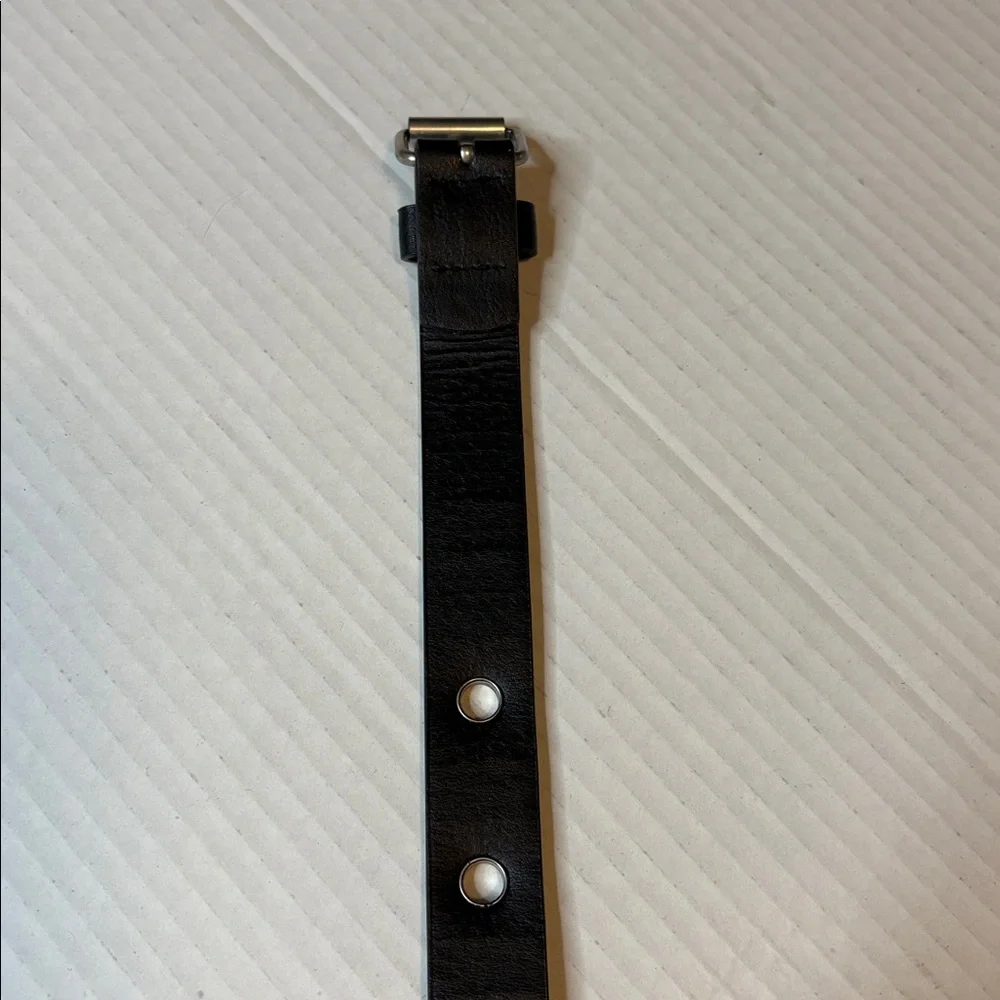 Vegan leather silver grommet black belt